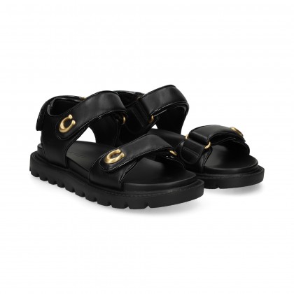 SANDALIA VELCROS PIEL NEGRO BLK BLACK