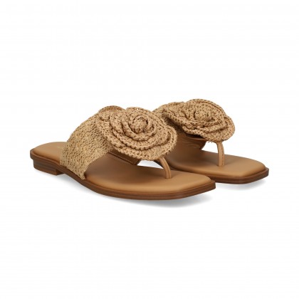 ESCLAVA FLOR RAFIA BEIGE 07 LEDER