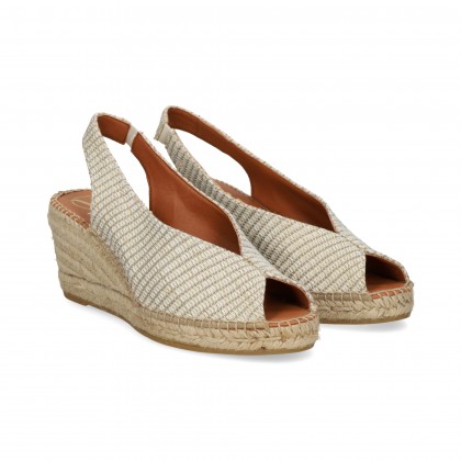 ABIERTO PUNTA Y TALON TEXTIL PLATA