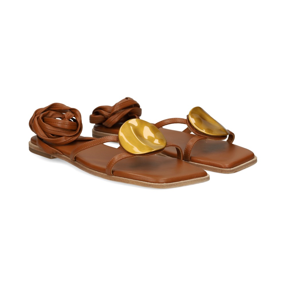 vic matie sandalias planas mujer - marron talla 37