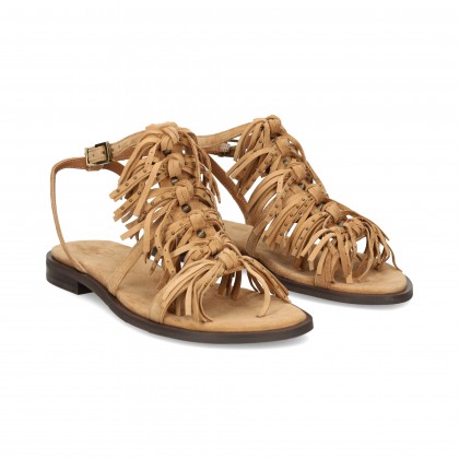 SANDALIA FLECOS ANTE CUERO 003 MOKA