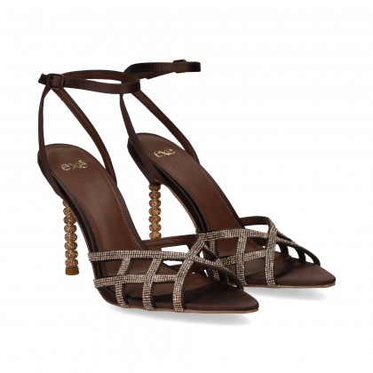 SANDALIA PALA ENREJADA STRASS BRONCE BRONZE
