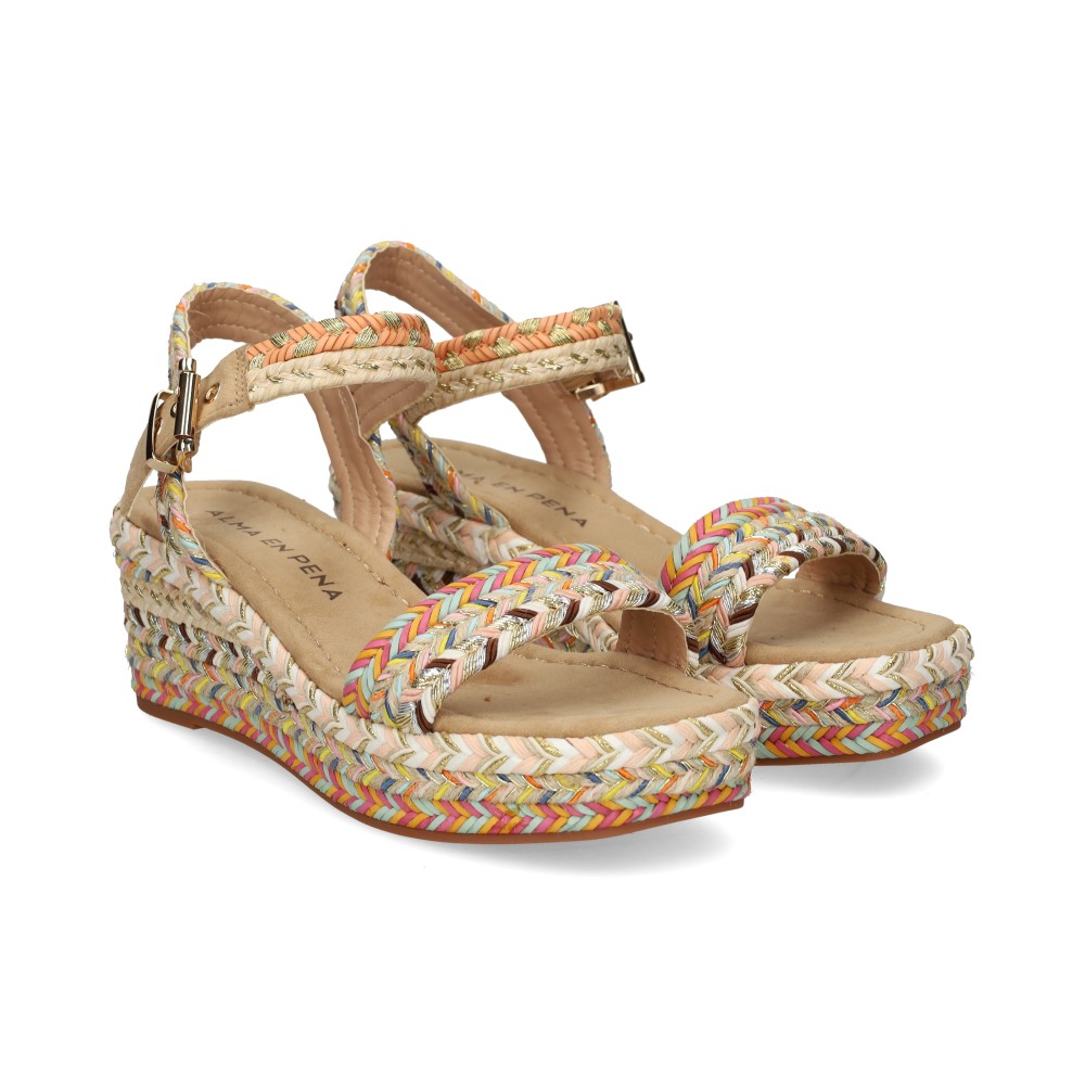Alma En Pena Sandalias Cuña Mujer - Beige Talla 37