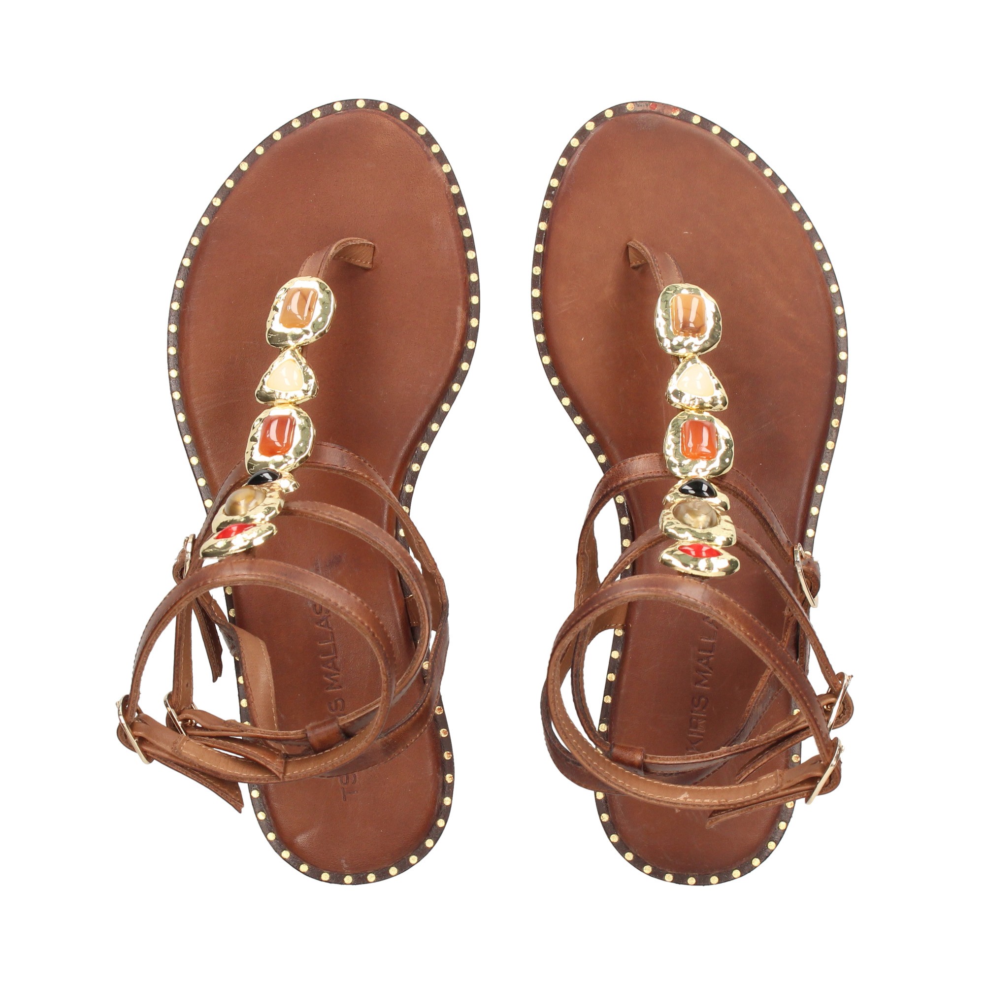 esclava-doble-gilda-abalorios-marron