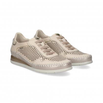 DEPORTIVO PICADO PESPUNTES PIEL BEIGE RAW