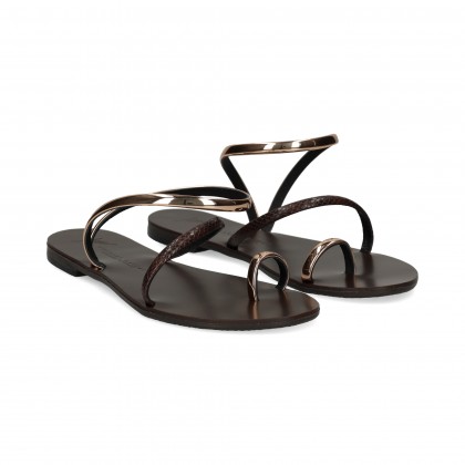 ESCLAVA TIRA EMPEINE MARRON+BRONCE COPPER BROWN
