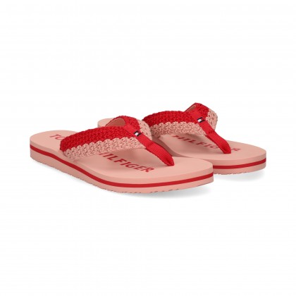 FLIP FLOP CROCHET ROSA+ROJO 0KR RED/PINK