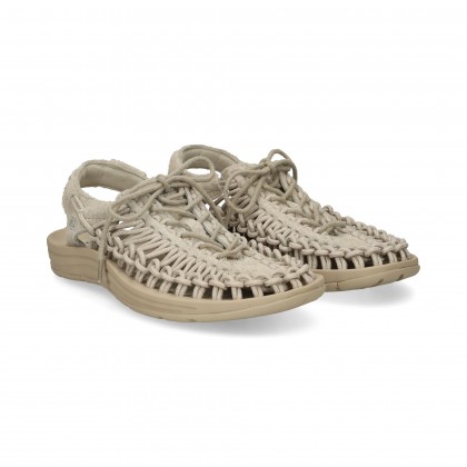 SANDALIA ENREJADA+CORDON PIEL BEIGE Abbey Stone/Pla