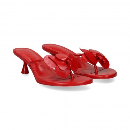 ESCLAVA FLOR PIEL ROJO VERMILION