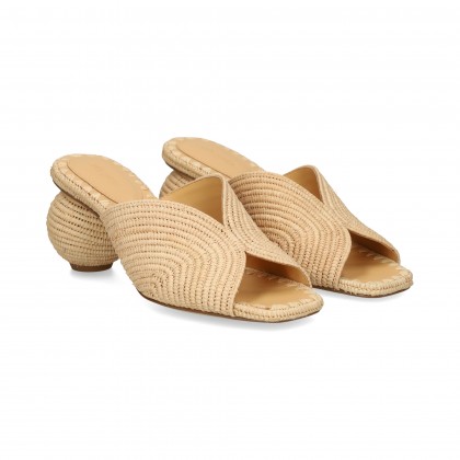 TACON BOLA PALA RAFIA BEIGE NATURAL