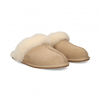 PANTUFLA PELO ANTE BEIGE SAN