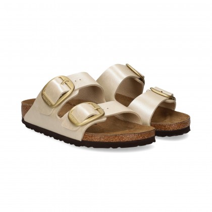 SANDALIA 2 HEBILLAS METALIZADA PERLA PEARL WHITE