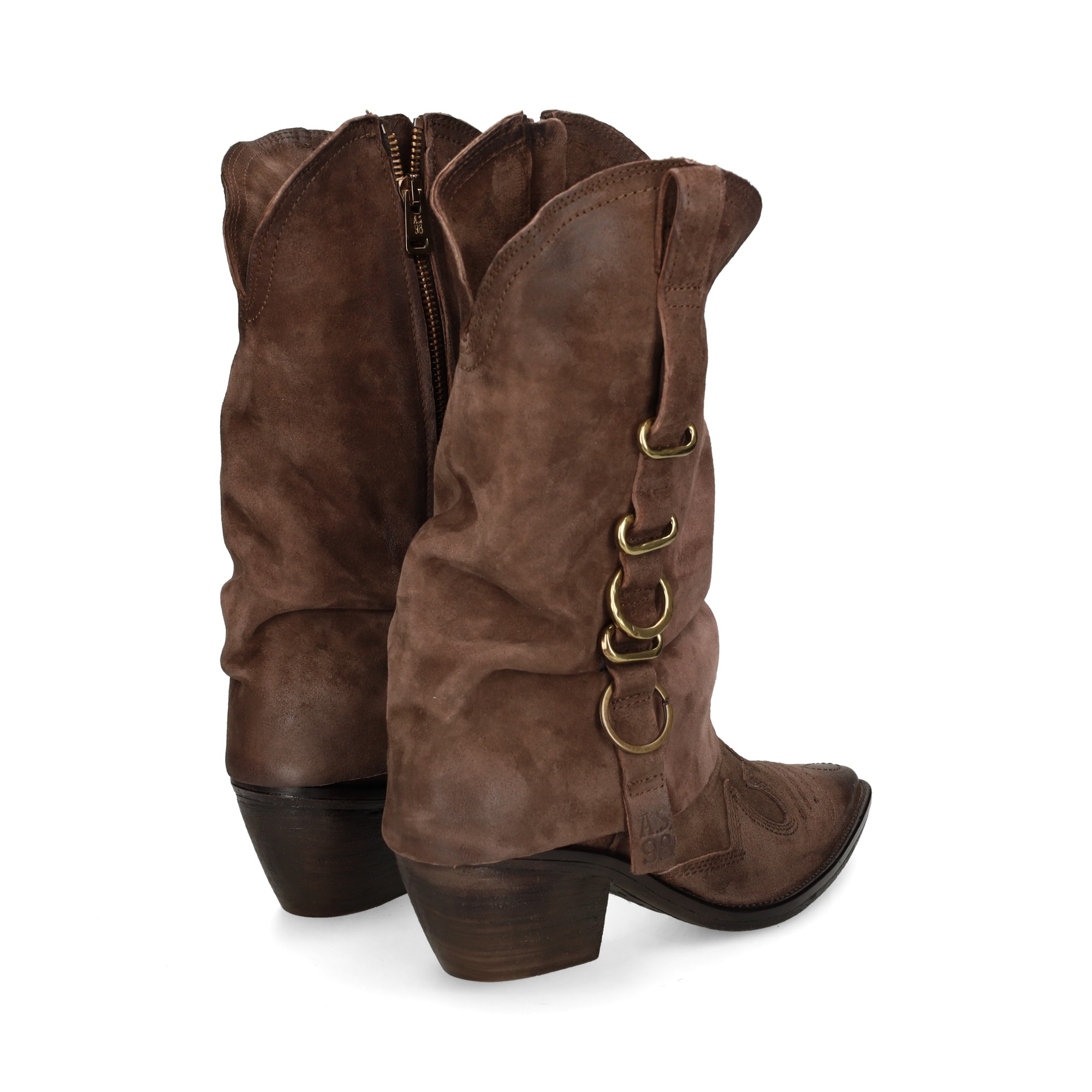 botin-cowboy-hebillas-serraje-moka