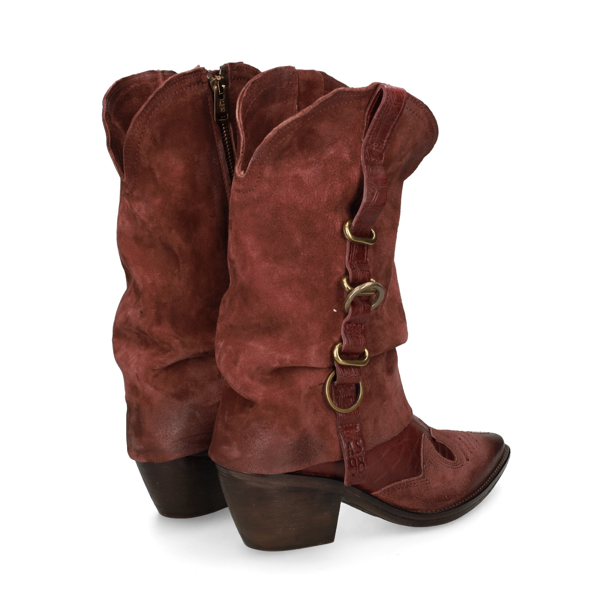 botin-cowboy-hebillas-serraje-burdeos