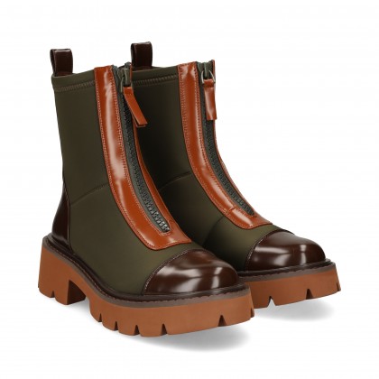Noa Harmon Botin Combinado Neopreno/Piel Kaki Multi-Kaki