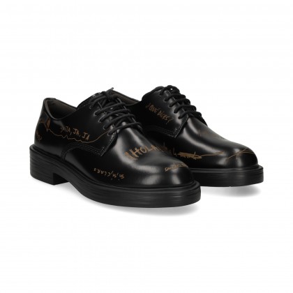 Camper Blucher Escrito Piel Negro