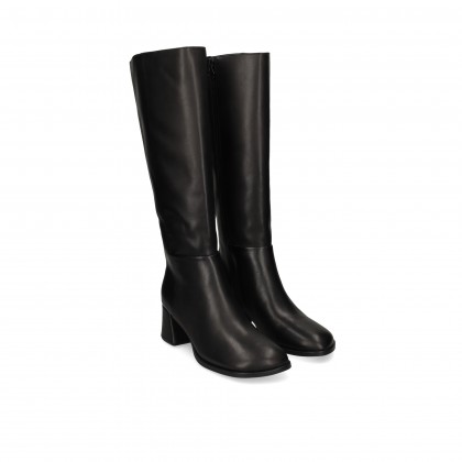 Camper Bota Tacon Piel Negro