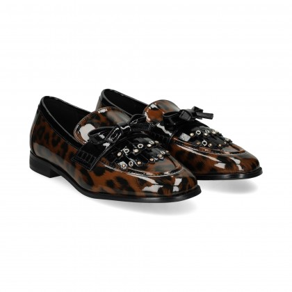 MOCASIN CHAROL LEOPARDO 0067 NEGRO-CUER