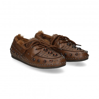 MOCASIN TACHAS PELO INTERIOR 0050 MARRON CLA