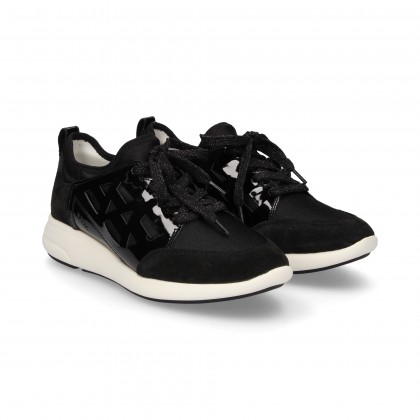 NYLON LACES/FRONT/BLACK PATENT LEATHER
