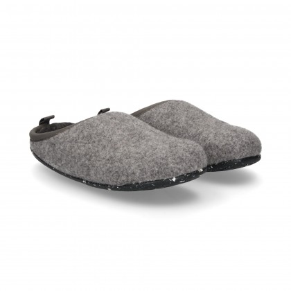 PANTOUFLE EN LAINE GRISE